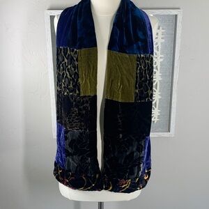 Redfish designs velvet patchwork scarf multi-colored